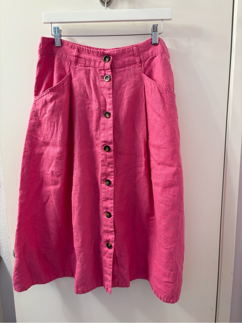 Boden EUC Pink Button-Front A-Line Skirt Waist 15-15.5/L 28